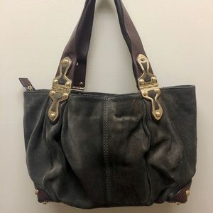 Michael Kors olive green/slate suede purse